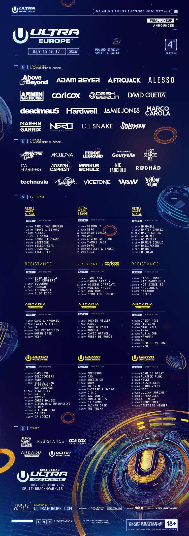 Ultra Europe 2016 fullineup