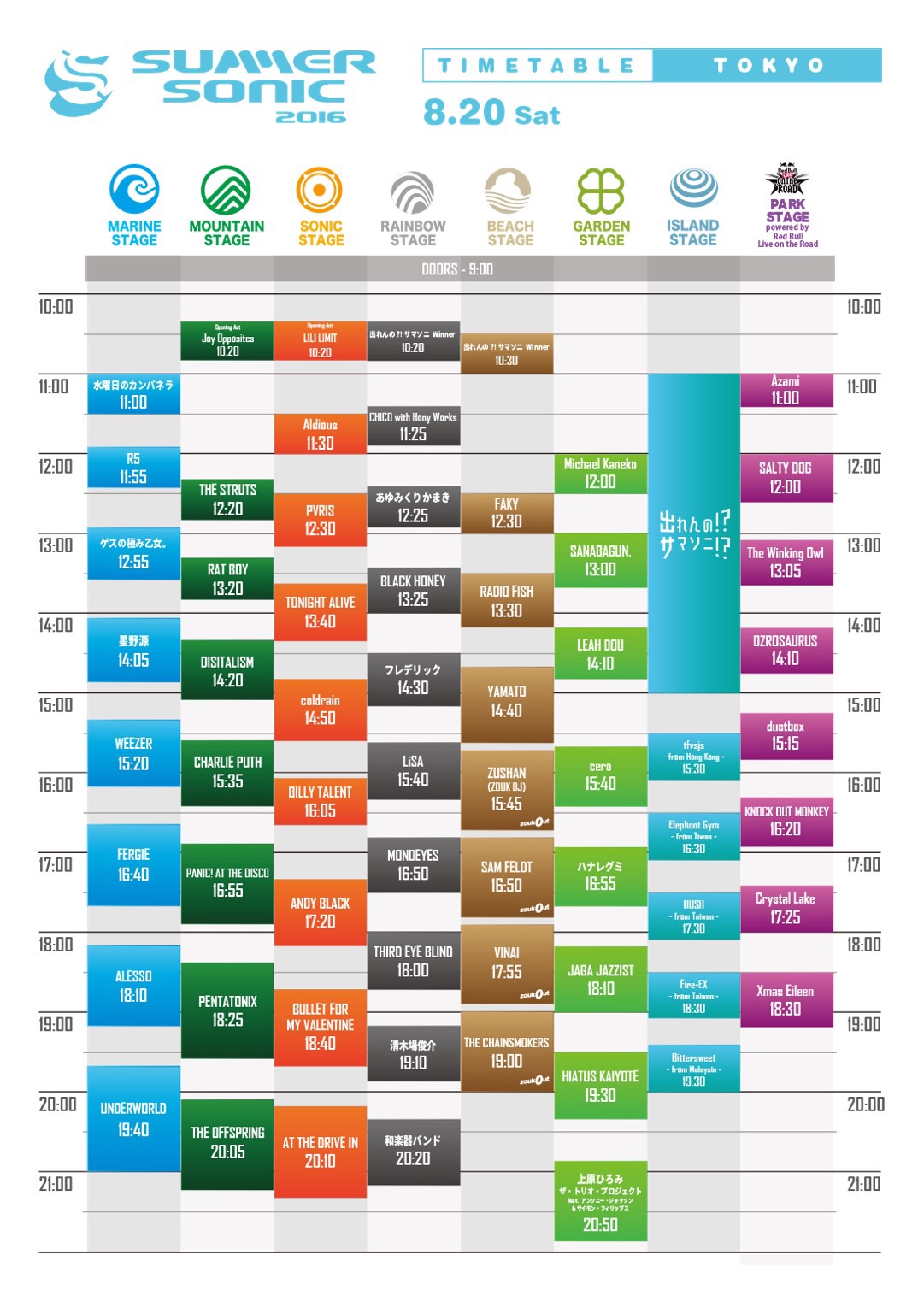 SUMMER SONIC 2016 TOKYO 8.20 SAT